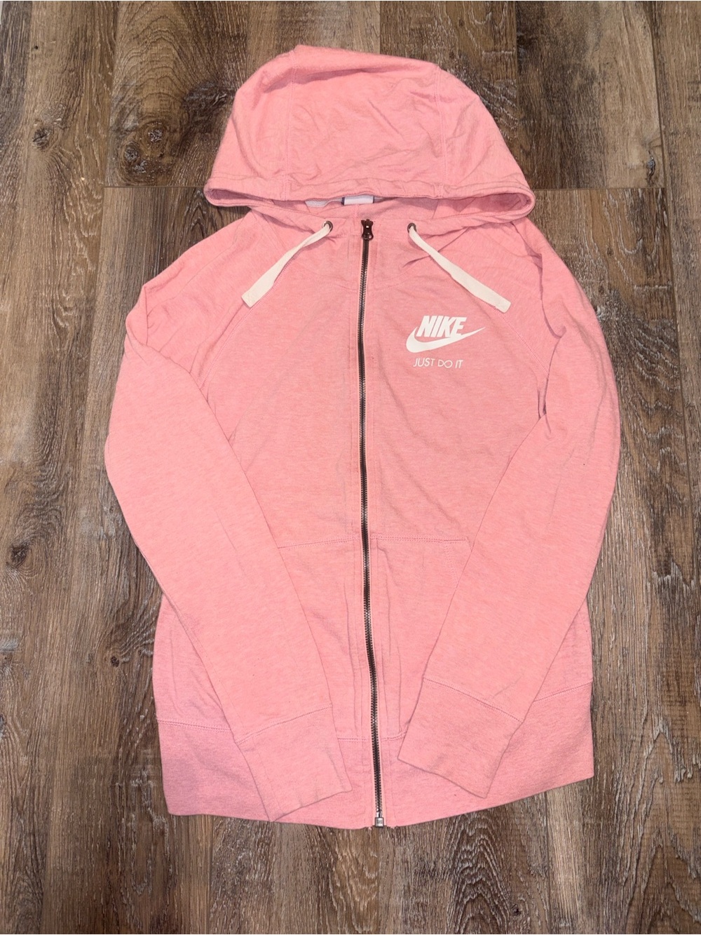 Nike Pink Full-Zip Hoodie with White Logo
